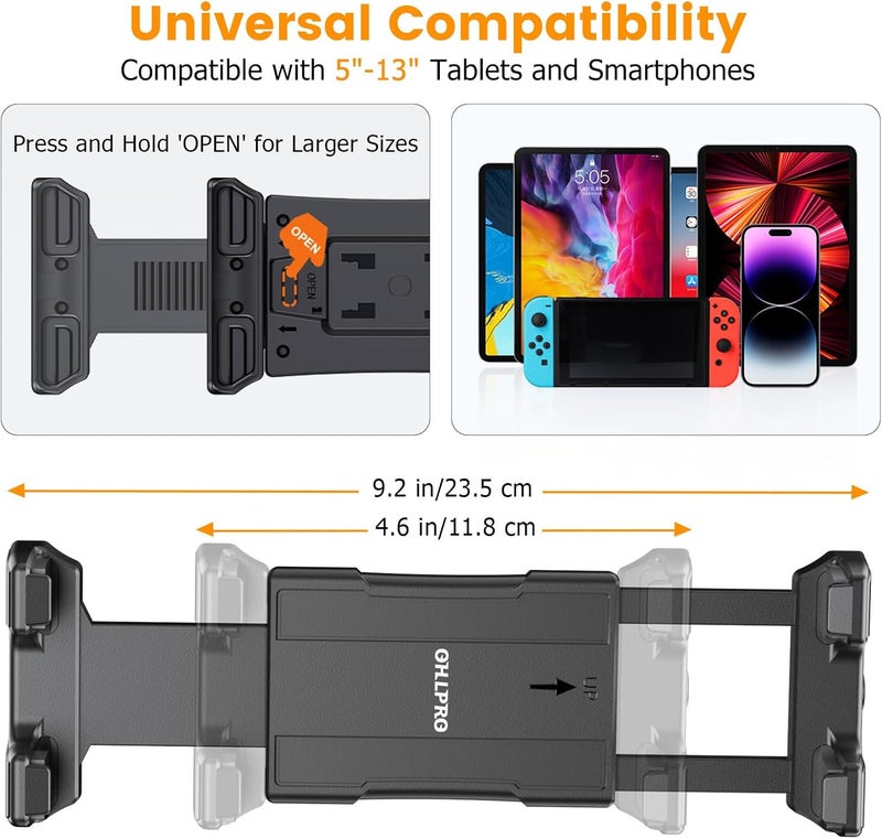 OHLPRO Tablet Wall Mount Holder, 360° Rotation for 5-13" iPad mini Pro Air, Fire HD, Galaxy Tab, Switch and Phone, Drilled Base with 3" Support Arm Stand, Adjustable Tilt - Image 4